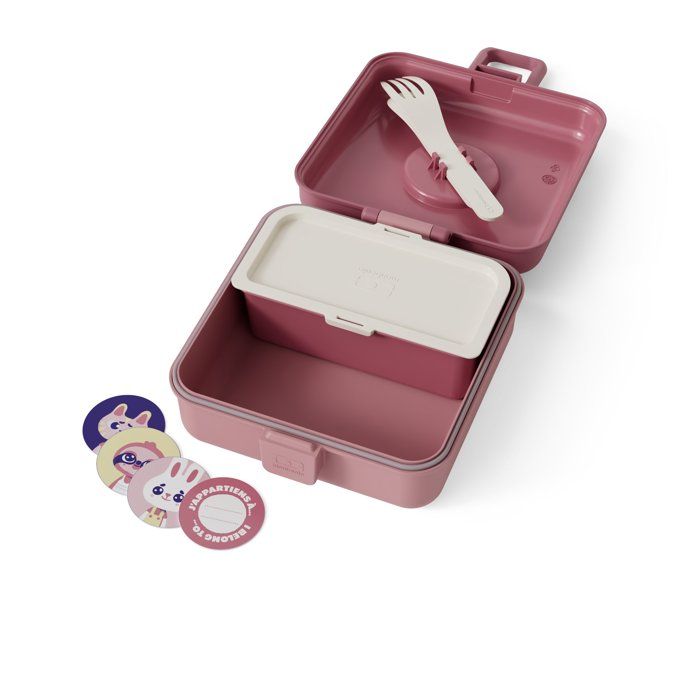 MONBENTO Children's Sandwich Box - Snacky Rose Blush - Lids Included - BPA Free - 850 ml