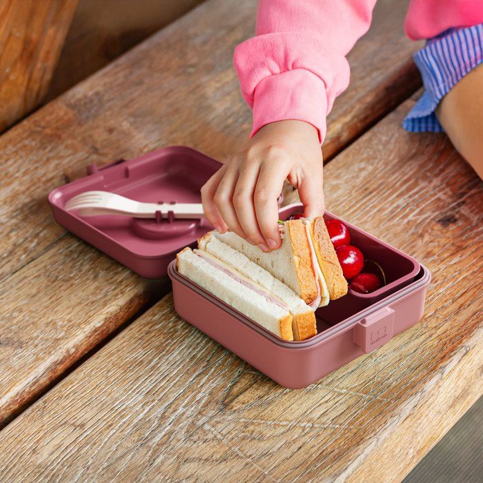 MONBENTO Children's Sandwich Box - Snacky Rose Blush - Lids Included - BPA Free - 850 ml