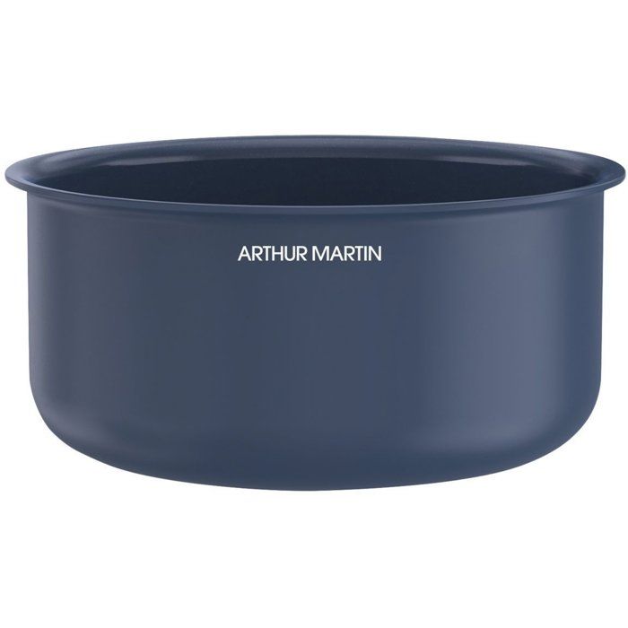 ARTHUR MARTIN Set of 3 Saucepans - Ceramic - Ø16-18-20 cm + Removable Handle - Suitable for all hobs including induction - Blue