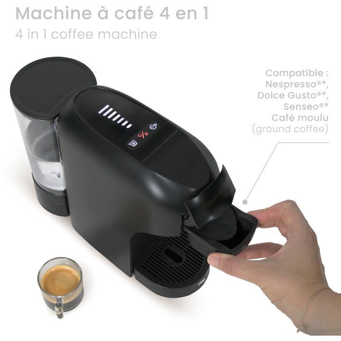 LIVOO 4-in-1 Multi-Capsule Coffee Machine - 1400 W - 7 Coffee Strength Levels - Black - DOD217N