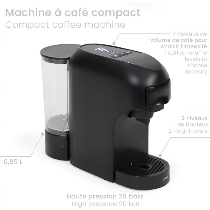 LIVOO 4-in-1 Multi-Capsule Coffee Machine - 1400 W - 7 Coffee Strength Levels - Black - DOD217N
