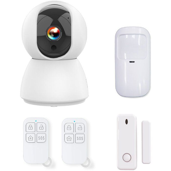 Expandable Alarm Kit - KYF - 434MHz - WiFi - 4MP IP Camera + Siren + Sensors + 2 Remote Controls