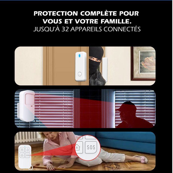 Expandable Alarm Kit - KYF - 434MHz - WiFi - 4MP IP Camera + Siren + Sensors + 2 Remote Controls