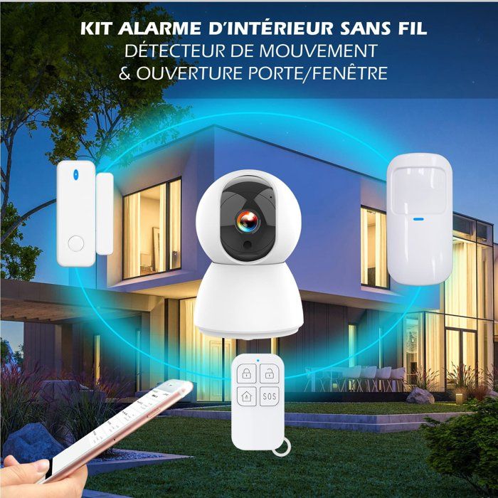 Expandable Alarm Kit - KYF - 434MHz - WiFi - 4MP IP Camera + Siren + Sensors + 2 Remote Controls
