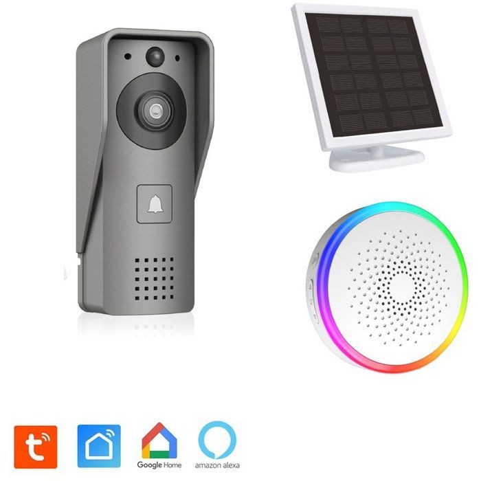 KYF Video Doorbell - Wi-Fi - Rechargeable with Solar Panel