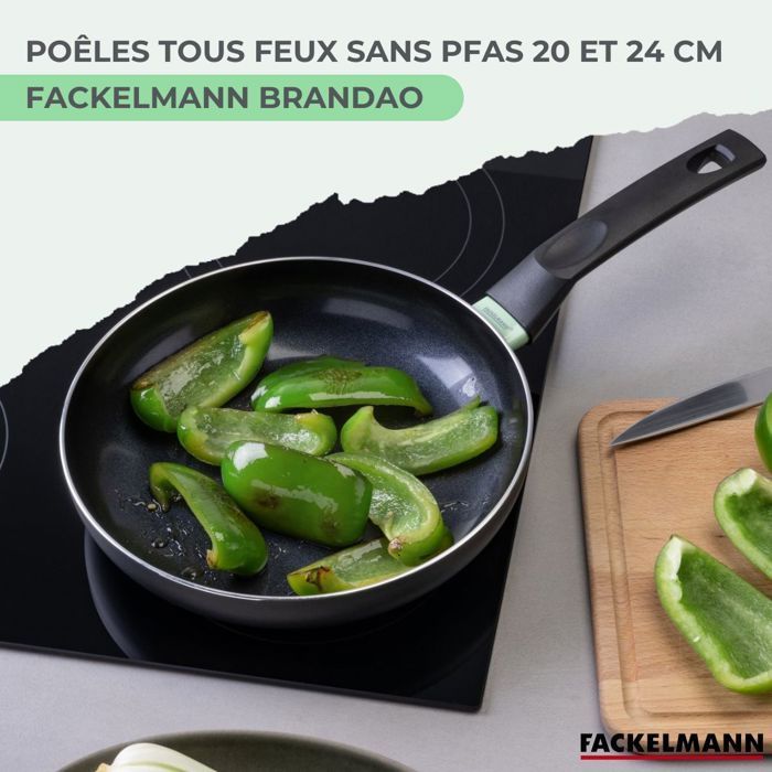 FACKELMANN Set of 2 Induction Frying Pans - Brandao - Non-stick Ceramic Aluminum - Ø20 and Ø24 cm
