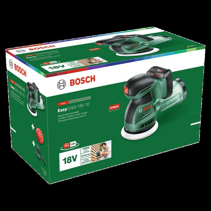 BOSCH EasyOrbit 18V-10 Cordless Random Orbit Sander - 125 mm - 1 x 2.0 Ah Battery + Charger