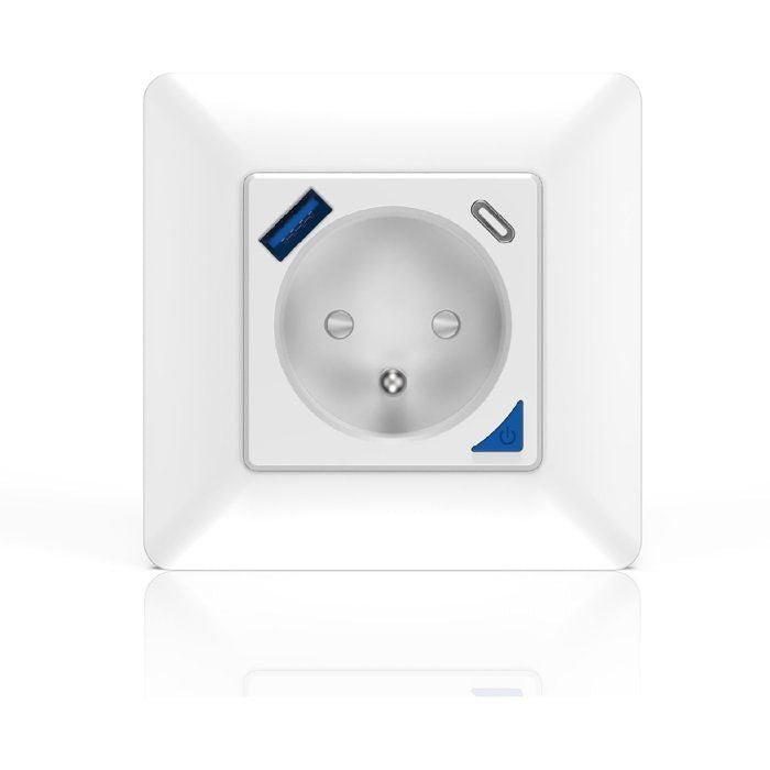 KYF Indoor Smart Recessed Socket - Wi-Fi - With Energy Meter + USB and USB-C Ports