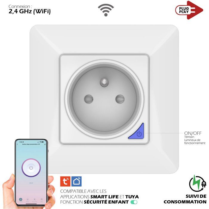 KYF Indoor Connected Recessed Socket - Wifi - With Energy Meter