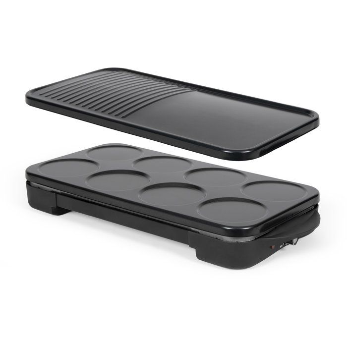 2-in-1 Crepe Maker and Griddle Grill - LIVOO - DOC349N - 1500 W - Makes 8 Mini Crepes (11.5 cm Diameter) - PFAS-Free -