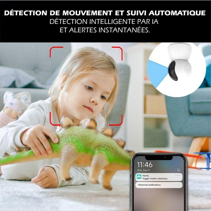 KYF Wired Indoor Camera - Rotating - Full HD - 4MP Motorized P/T - Built-in Siren