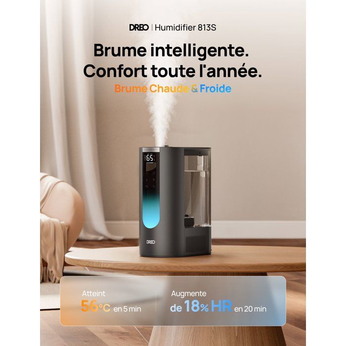DREO Humidifier - 813S - 6 L Tank - 45h Runtime - Quiet 28dB