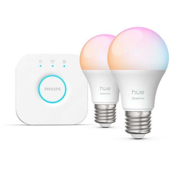 Philips Hue Starter Kit - 1 Bridge - 2 A60 Bulbs - White and Colored Light