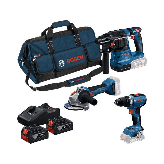 BOSCH 3-Tool 18V Kit - 0615A50094 - 2 x 4Ah Batteries - Cordless - Dust-Free Operation