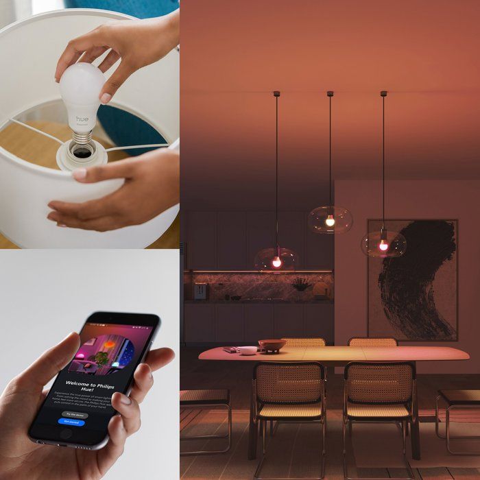 PHILIPS HUE Essential Bulbs Pack of 3 - E27 - A60 - White and Colored Light - 8W