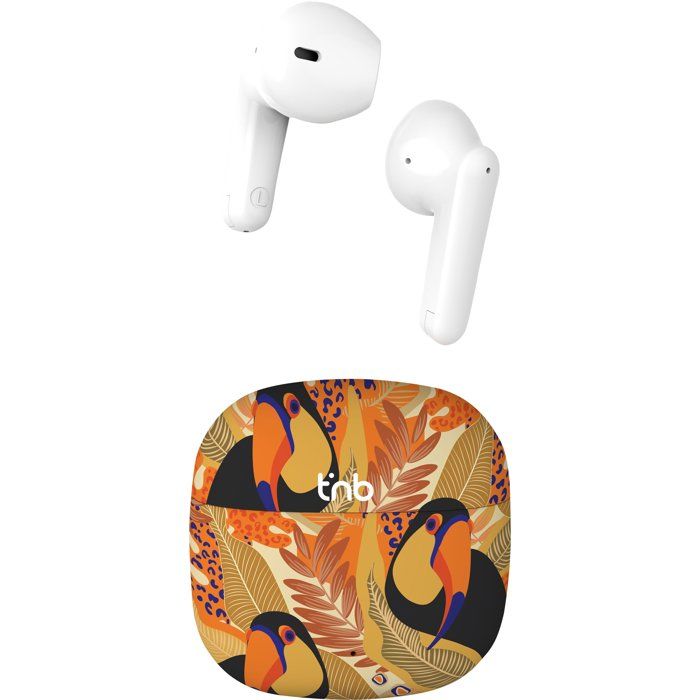 T'nb Wireless Earbuds - Exclusiv' TOUCAN - Charging Case Included - Bluetooth - 12-Hour Battery Life - Yellow/Orange