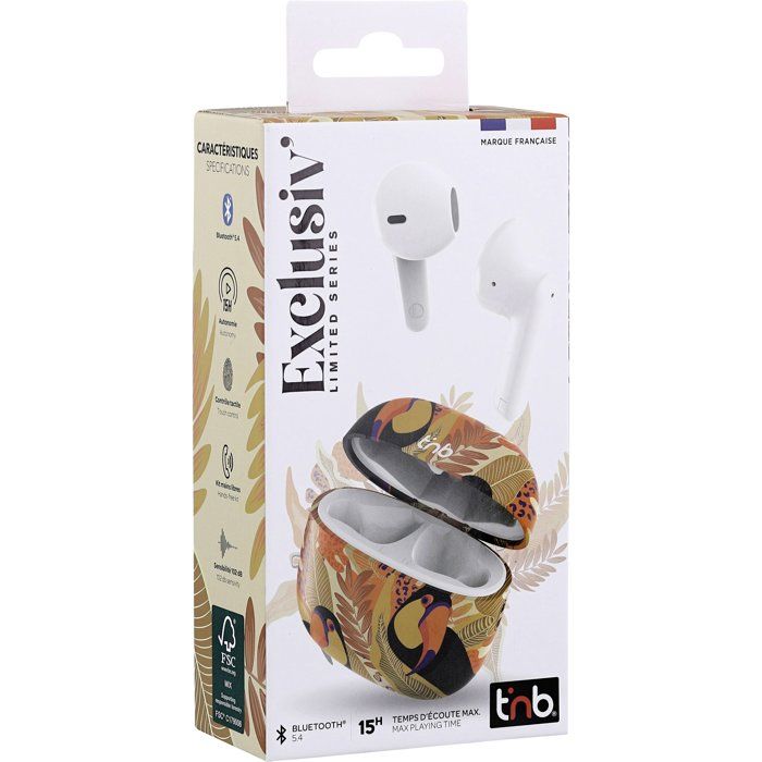 T'nb Wireless Earbuds - Exclusiv' TOUCAN - Charging Case Included - Bluetooth - 12-Hour Battery Life - Yellow/Orange