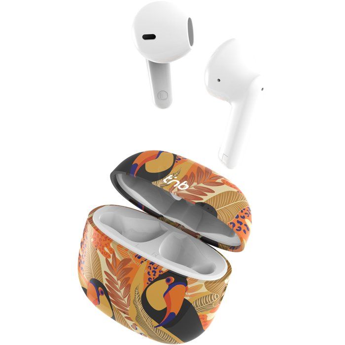 T'nb Wireless Earbuds - Exclusiv' TOUCAN - Charging Case Included - Bluetooth - 12-Hour Battery Life - Yellow/Orange