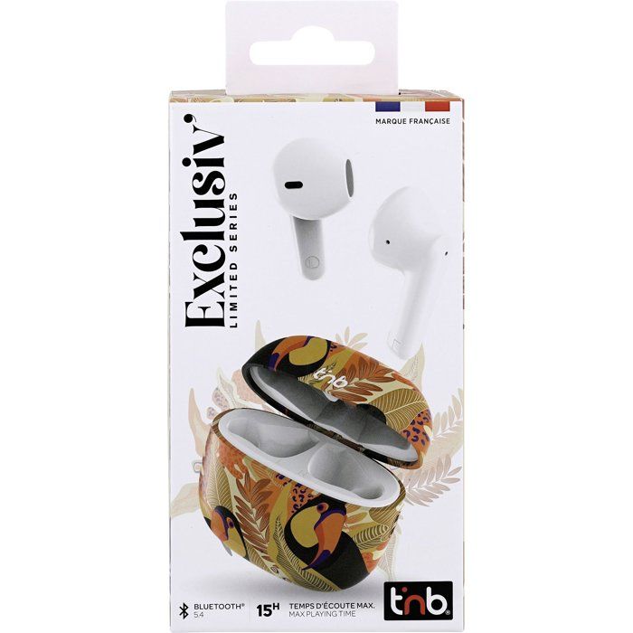 T'nb Wireless Earbuds - Exclusiv' TOUCAN - Charging Case Included - Bluetooth - 12-Hour Battery Life - Yellow/Orange