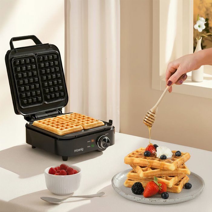 Gaufrier compact - HKoeNIG - GFX420 - 1200 W - Température réglable - Noir