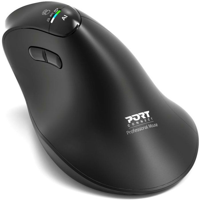 PORT Designs Wireless Mouse - 910204 ERGO AUDITOR - Bluetooth & 2.4 GHz - Rechargeable - Black