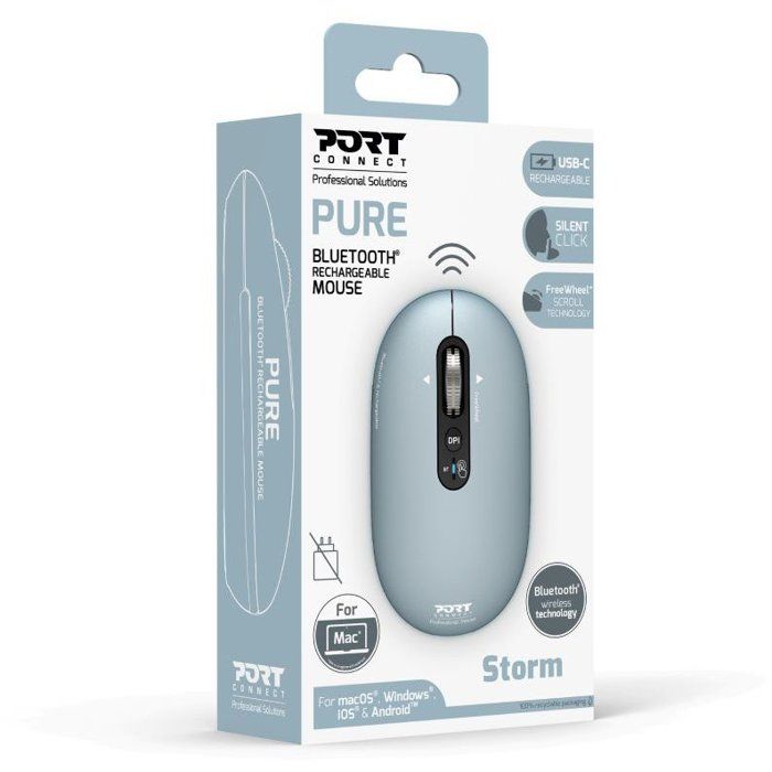 PORT Designs Wireless Mouse - 910500 PURE - Bluetooth - Rechargeable - Dark Blue