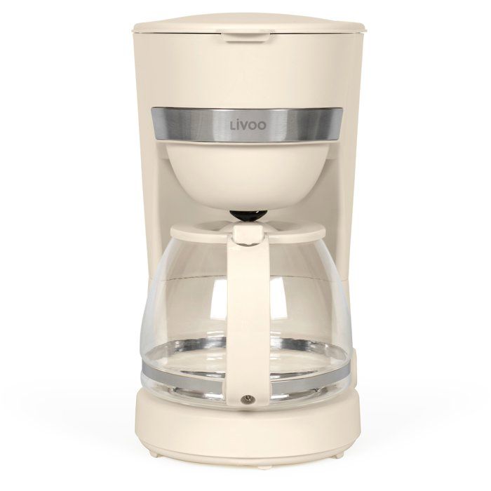 LIVOO Electric Coffee Maker - DOD200C - 750W - 1.25 L - 10 to 12 Cups - Off-white