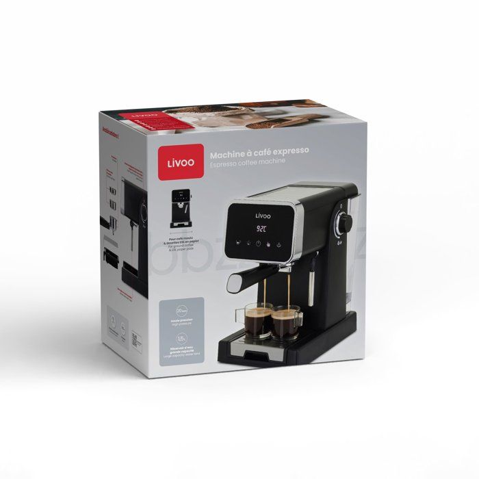 LIVOO Espresso Coffee Machine - DOD218N - 1100 W - 20 Bars - Black