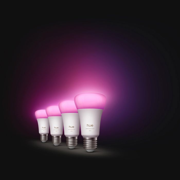 Pack of 4 A60 Connected LED Bulbs - PHILIPS HUE - White and Colored Light - E27 Base - 6W - 1000-2000K - 810