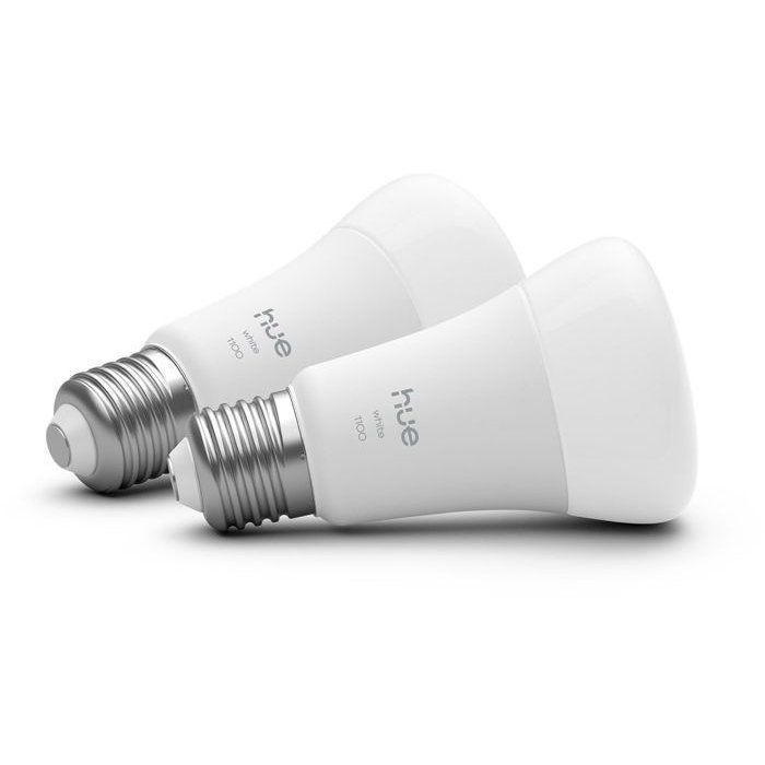 PHILIPS HUE A60 LED Bulbs Pack of 2 - Warm White Light - 2700K - E27 - 9.5W - 1100 Lumens
