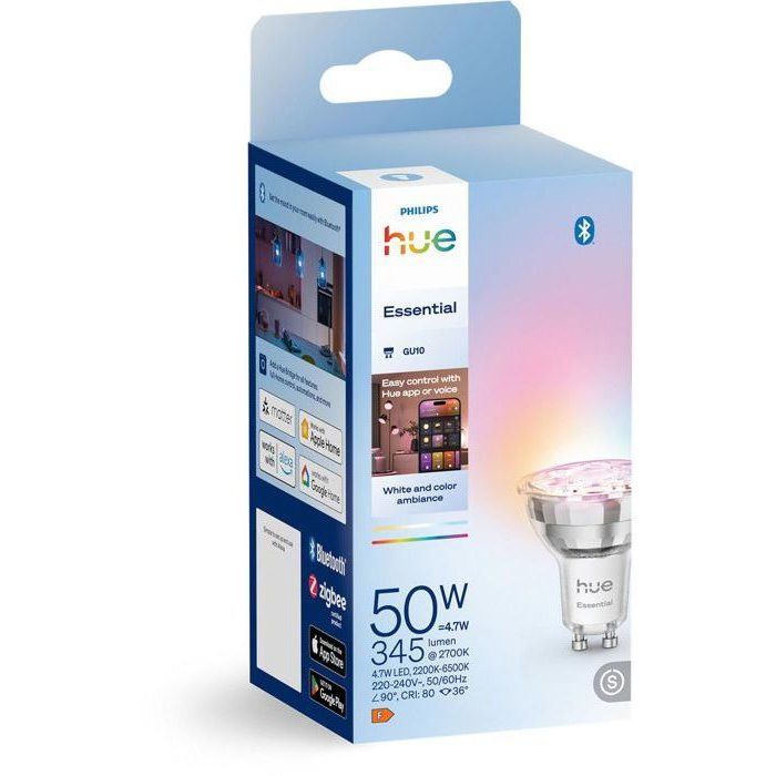 GU10 Connected LED Spotlight - PHILIPS HUE - White and Colored Light - 4.7W - 2200-6500K - 345 Lumens