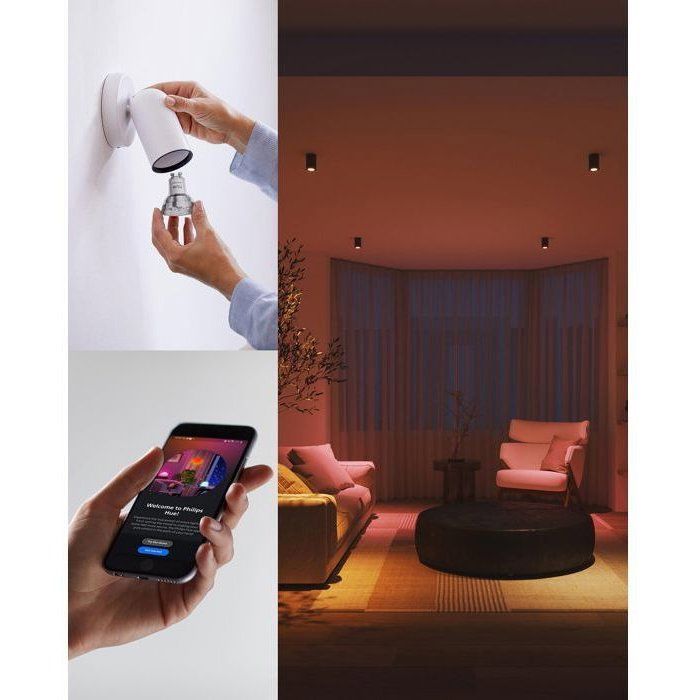 GU10 Connected LED Spotlight - PHILIPS HUE - White and Colored Light - 4.7W - 2200-6500K - 345 Lumens