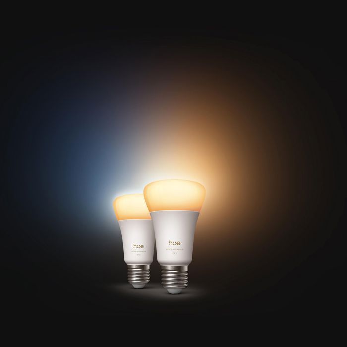 Pack of 2 A60 Connected LED Bulbs - PHILIPS HUE - White Light - E27 Base - 6W - 1000-2000K - 810 Lumens