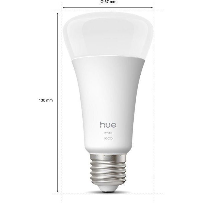 A67 Connected LED Bulb - PHILIPS HUE - Warm White Light - 2700K - E27 Base - 13.5W - 1600 Lumens