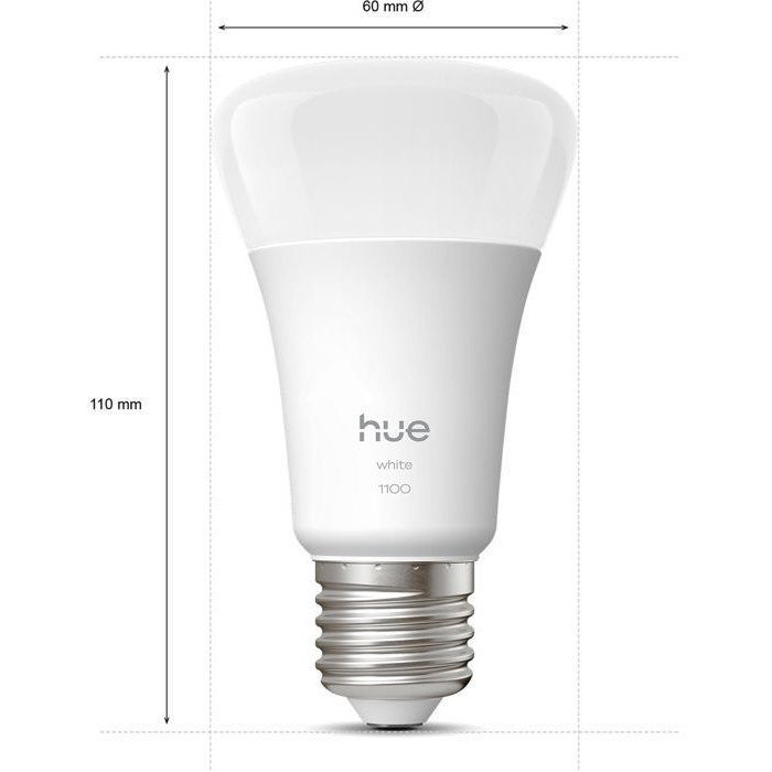 A60 Connected LED Bulb - PHILIPS HUE - Warm White Light - 2700K - E27 Base - 9.5W - 1100 Lumens