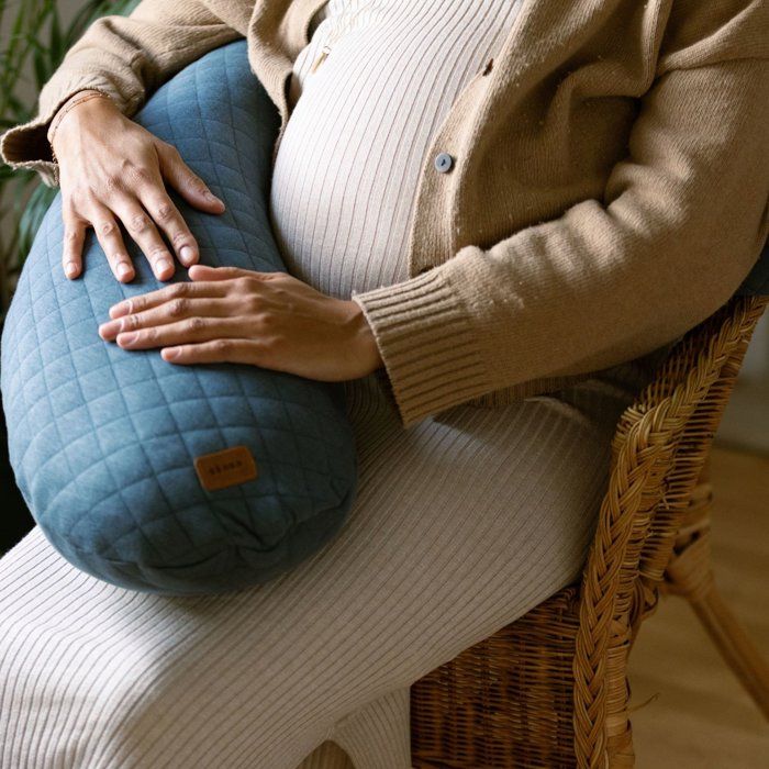 BEABA Maternity Pillow - Big Flopsy™ - Cotton Flower - Mineral Grey