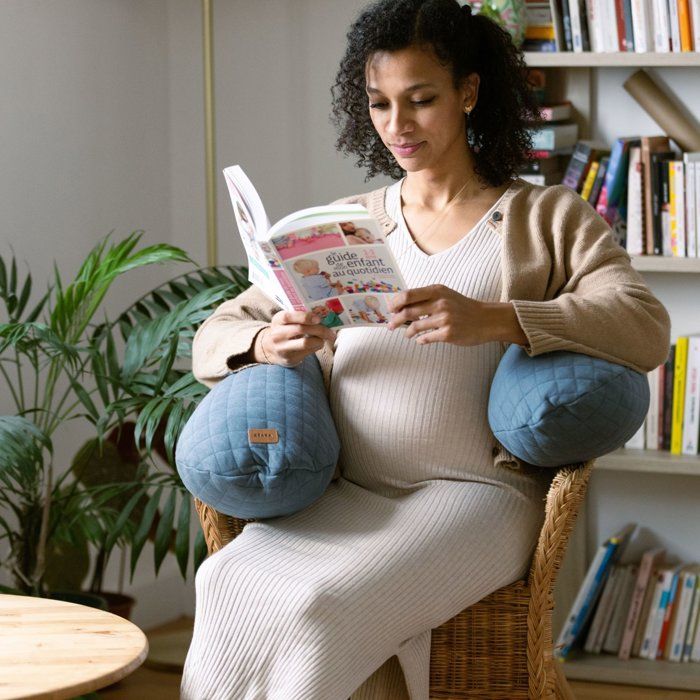 BEABA Maternity Pillow - Big Flopsy™ - Cotton Flower - Mineral Grey