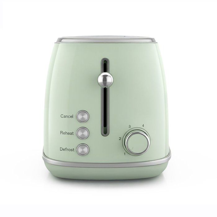 SWEISS Vintage Toaster - 850W - 2 Slots - Adjustable Thermostat - GRS7 - Green 2-slice