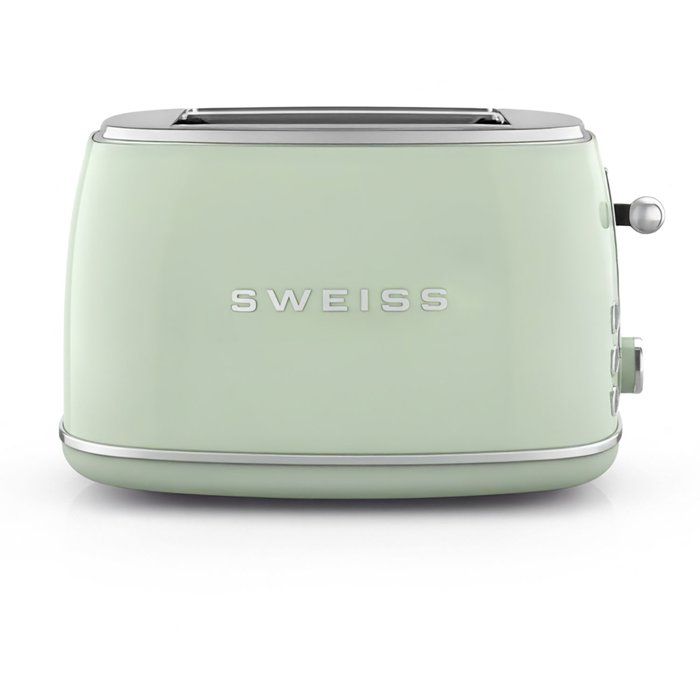 SWEISS Vintage Toaster - 850W - 2 Slots - Adjustable Thermostat - GRS7 - Green 2-slice