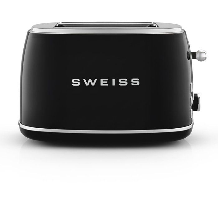 SWEISS Vintage Toaster - 850W - 2 Slots - Adjustable Thermostat - GRS9 - Black 2-slice