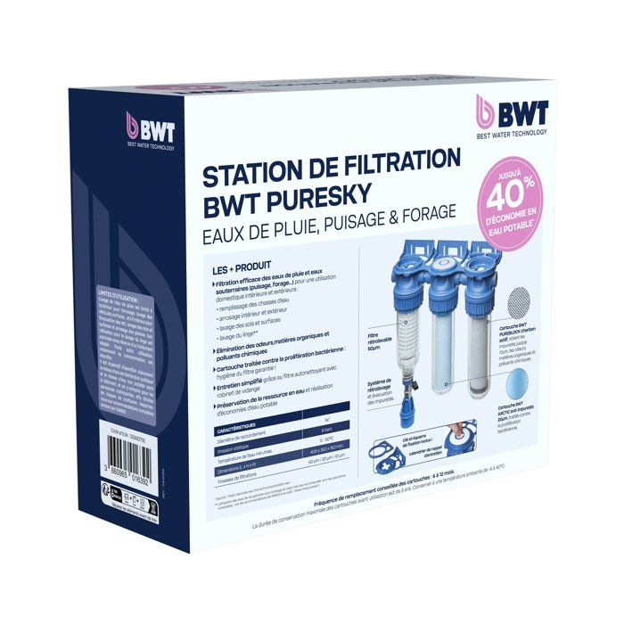 BWT Triplex Filtration System - PURESKY 50 µm Backwashable + ARCTIC 20 µm + PUREBLOCK 10 µm