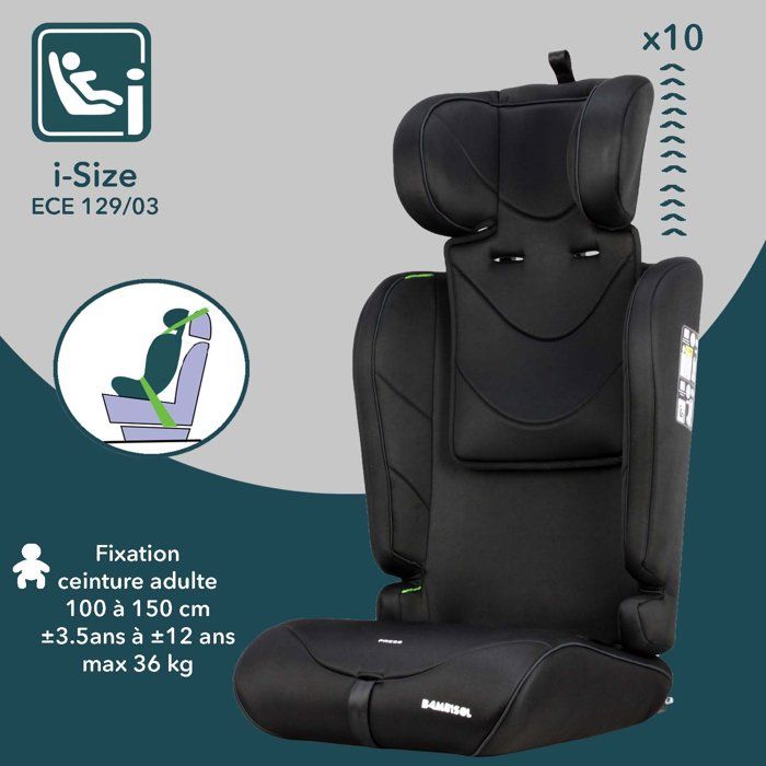 BAMBISOL Convertible Car Seat - AY570N - Group 1/2/3 - I-Size - Black