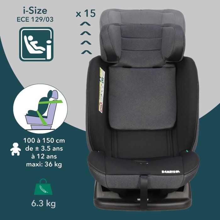 BAMBISOL Reversible Car Seat AY913PLUSN Group 0+/1/2/3 I-Size Black