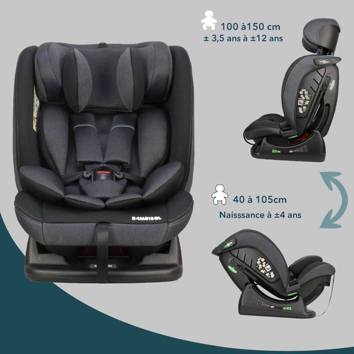 BAMBISOL Reversible Car Seat AY913PLUSN Group 0+/1/2/3 I-Size Black