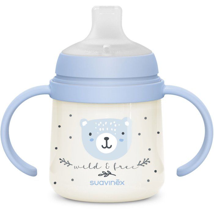 Baby bottle with handles - SUAVINEX - NIGHT&DAY WILD&FREE - 150 ml - 6 months and over - Blue