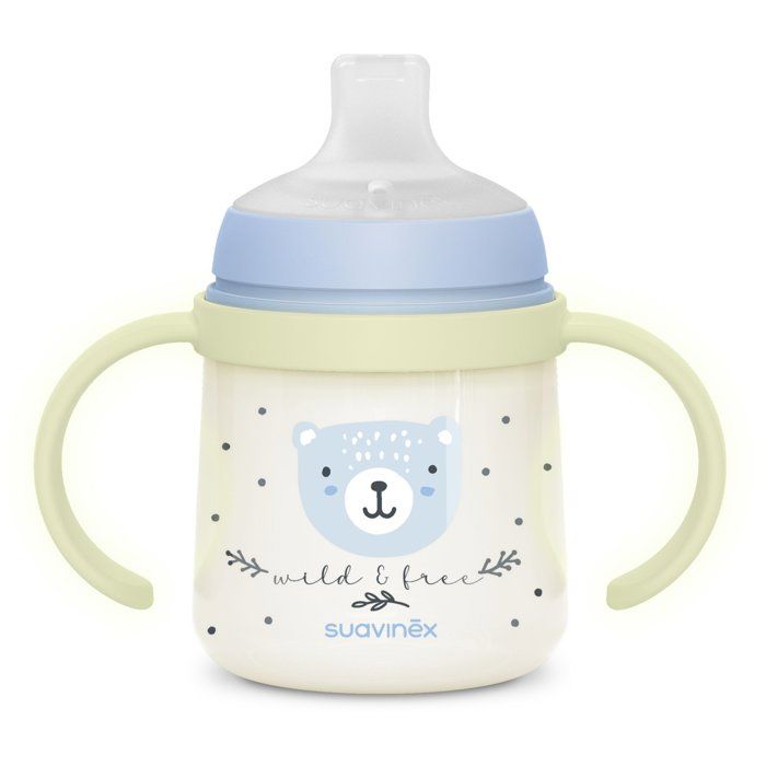 Baby bottle with handles - SUAVINEX - NIGHT&DAY WILD&FREE - 150 ml - 6 months and over - Blue