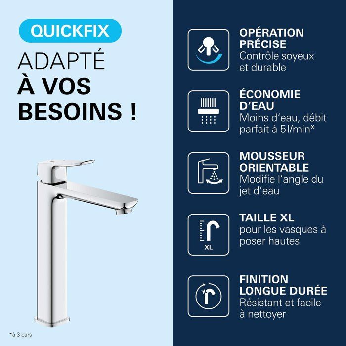 GROHE Basin Mixer Tap - Size XL - Smooth Body Without Waste - Chrome