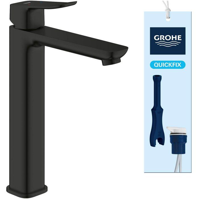 GROHE Basin Mixer Tap - Size XL - Smooth Body Without Waste - Matte Black
