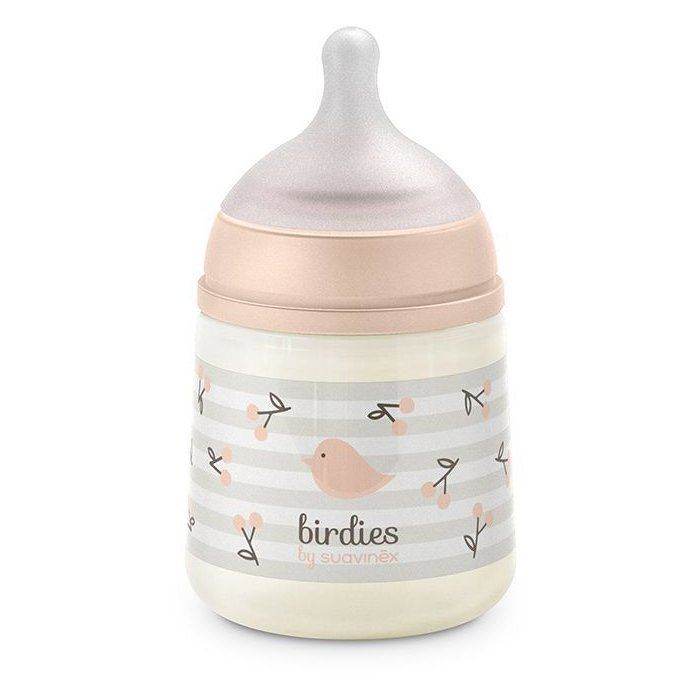 SUAVINEX Birdies Baby Bottle - SX Pro S Teat - 150 ml - 0 to 3 months - Pink