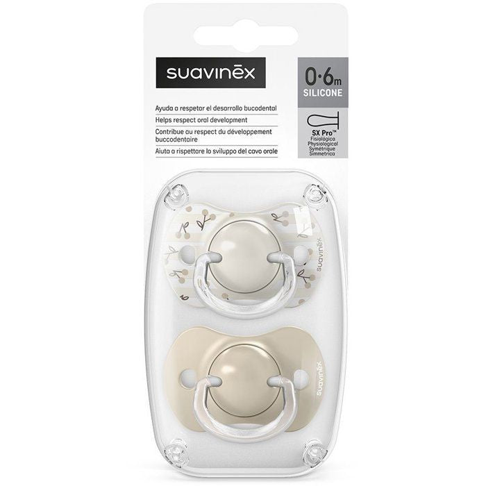 Set of 2 symmetrical pacifiers - SUAVINEX - Birdies - SX Pro - 0 to 6 months - Beige